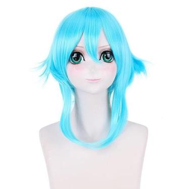 Imagem de Peruca Cosplay Sword Art Online Asuna Light Blue Short Bob - yiweisai