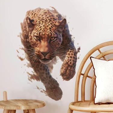 Imagem de Adesivo de parede Fierce Running Leopard PVC 40x60cm - yiweisai