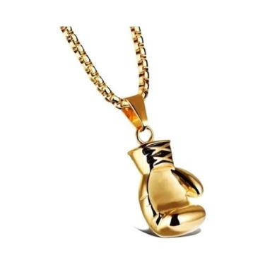 Imagem de Colar Masculino Retrô Hip Hop Com Pingente De Luva De Boxe Em Liga Met