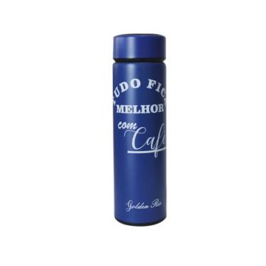 Imagem de Garrafa isotérmica com infusor de inox frases 470ml café chá - Golden 