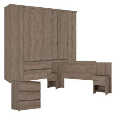 Imagem de Guarda Roupa Casal Nobre 6 Portas Rustic e Cômoda Gaveteiro Condessa c