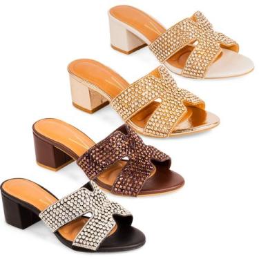 Imagem de Tamanco Vizzano Feminino Salto Grosso Confortável Bloco 6291, Chocolat