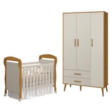 Imagem de Berço Americano Danny e Guarda Roupa 3 Portas Isis Areia Savana Acetin