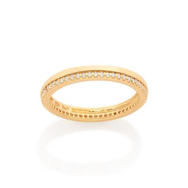 Imagem de Aliança banhada a ouro com zircônias BRANCO 512999 Rommanel, Branco, 1