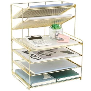 Imagem de Organizador de Mesa OPNICE com 6 Bandejas para Papéis Dourado