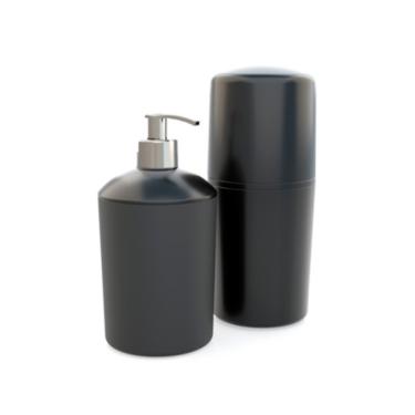 Imagem de Kit banheiro utility one de 2 peças porta 4 escovas  e uma pasta e porta sabonete líquido de 500ml