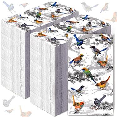 Imagem de 200 guardanapos de convidados de pássaros papel descartável guardanapos de papel decorativos pássaros jantar toalhas de guardanapo de mão para banheiro chá de noiva chá de bebê em pó sala de casamento aniversário feriado aniversário toalha de primavera