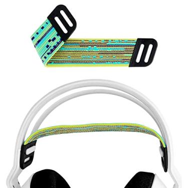 Imagem de Geekria Faixa de cabeça de tecido de malha, compatível com Logitech G733, G335 fone de ouvido faixa de substituição/fone de ouvido capa de almofada peças de reparo (amarelo/verde menta)