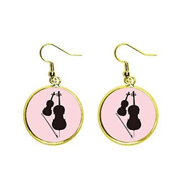 Imagem de Brinco de gota dourada com pingente de orelha de violino instrumento clássico de música mulher, metal