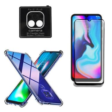 Imagem de Capa Case Capinha Antiqueda + Película 3D/9D Blindada + Película Câmera Compatível Moto E7 Plus