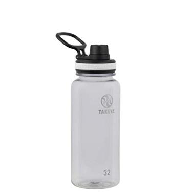 Imagem de Takeya Garrafa de água esportiva Tritan de 946 ml com tampa de bico, qualidade premium, materiais de grau alimentício sem BPA, transparente