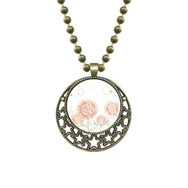 Imagem de DIYthinker Colar com pingente de flor pintado à mão, girassol, mel, estrela, corrente de lua, joia