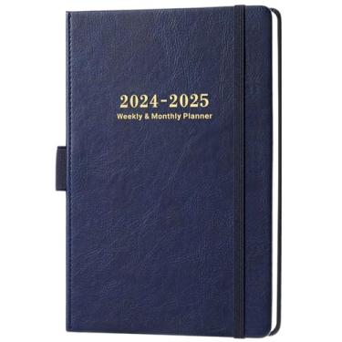 Imagem de Agenda 2022 – Agenda semanal e mensal 2022 com adesivos de calendário, janeiro de 2022 – dezembro de 2022, 14,6 cm x 21 cm, papel grosso A5 com suporte para caneta, bolso interno, 2 marcadores de livro e 88 páginas de anotações – Azul