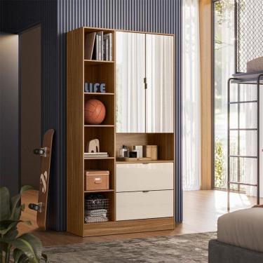 Imagem de Armário Multiuso 2 Portas Ambiente Joy Amêndola Off White com Espelho - Demóbile