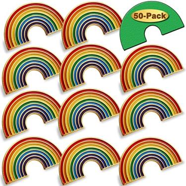 Imagem de 12/50/100 peças de alfinetes de lapela arco-íris orgulho esmaltado em massa suportes LGBT progresso broche gay crachá para homens mulheres roupas bolsas chapéus