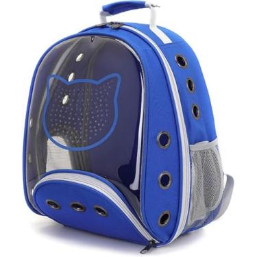 Imagem de Genérico Mochila Cápsula para Gatos e Cães Pequenos, Respirável, Durável, Mãos Livres, Azul, 35 x 29 x 41 cm, até 7 kg, para Viagem e Passeio