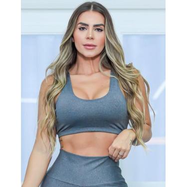 Imagem de Cropped Top Feminino Esportivo Com Bojo Removível para Academia e Trei