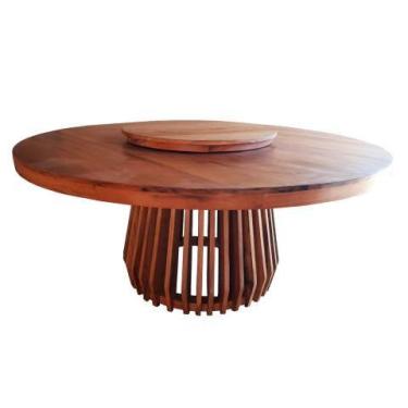 Imagem de Mesa Rústica Atlas em Madeira de Demolição com Prato Giratório - Cód 2