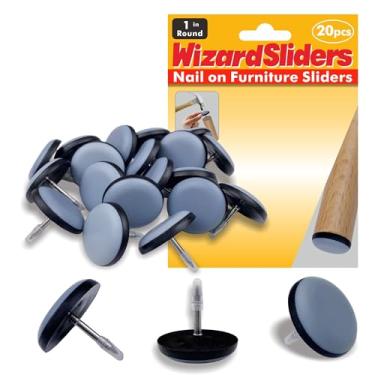 Imagem de WIZARD SLIDERS Deslizadores de móveis para pregos, PTFE real, 20 peças, 2,5 cm, almofadas deslizantes para cadeiras de madeira, almofadas de móveis para pisos com carpete e madeira, protetores de pés