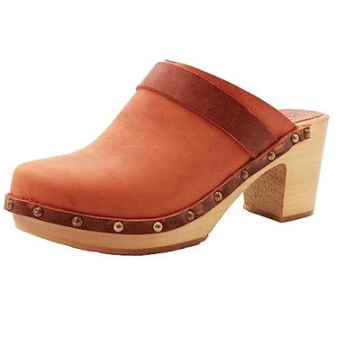 Imagem de KLÄGN Tamancos suecos de salto médio de madeira, Maria - Couro terracota, 40