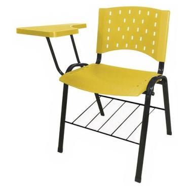 Imagem de Cadeira Universitária PRANCHETA PLÁSTICA com Porta Livros - Cor Amarel