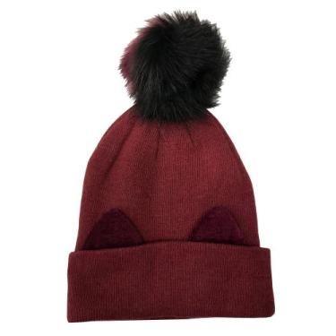 Imagem de Gorro Touca Infantil Com Orelha De Gatinho e Pompom Quentinho Inverno 
