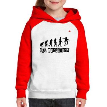 Imagem de Moletom Infantil SK8 Evolution Girl - Foca na Moda, Branco, Vermelho, 