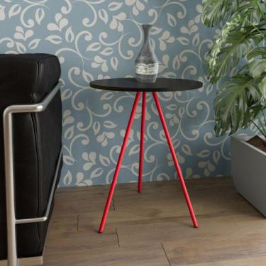 Imagem de Mesa Lateral Gabriela Wood Preto e Vermelho - NEW GREEN