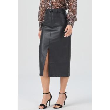 Imagem de Saia Midi PKS material sintético Preta, GG