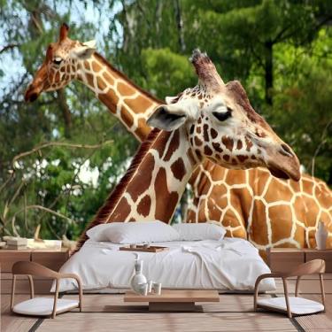 Imagem de Lcythiazole Mural de papel de parede de girafa, papel de parede grande com foto de girafa selvagem na floresta selvagem para sala de estar, quarto, quarto infantil, tamanho personalizável