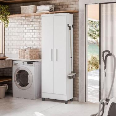 Imagem de Armário Multiuso Slim 2 Portas C/ Suporte Branco - Bela Móveis - Qmovi