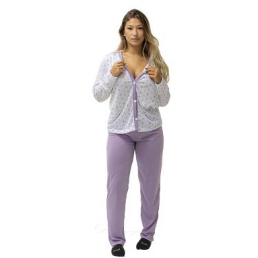 Imagem de Pijama Longo Amamentação Feminino Aberto Botões Inverno - Use.D, Cores