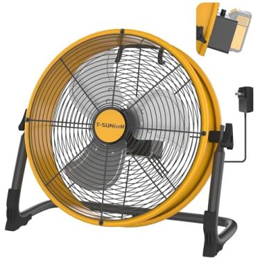 Imagem de Ventilador de chão operado por bateria de 40,6 cm para bateria Dewalt 20V Max, ventilador portátil com adaptador CA e saída USB, metal industrial de alta velocidade, ventilador sem fio de velocidade