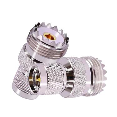 Imagem de CNARIO 2 peças PL-259 conector UHF PL259 SO239 adaptadores UHF fêmea para mini SO239 PL259 conector macho adaptador coaxial RF para rádio CB, cabo de extensão, rádios WiFi