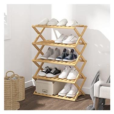 Imagem de Sapateira empilhável multifuncional dobrável prateleira de sapatos para mudança de porta doméstica sala de estar quarto corredor organizador de sapatos rack sapato (cor: F)