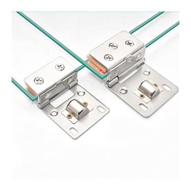 Imagem de Dobradiça de porta de vidro faça você mesmo, dobradiça de chuveiro de aço inoxidável grampo de porta de vidro com parafusos (2 peças), durável, antiferrugem e resistente ao desgaste