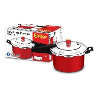 Imagem de Panela de Pressão 5 Litros Fechamento Externo e Antiaderente Vermelha 