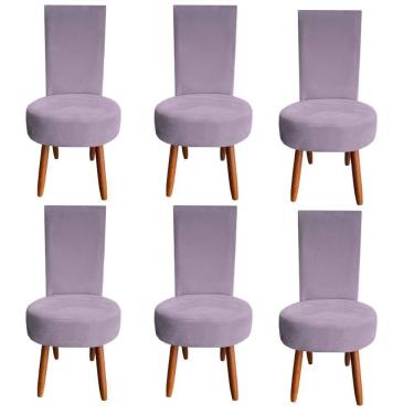 Imagem de Kit 06 Cadeiras De Jantar Lisboa Sued Rosa Bebe D`classe Decor