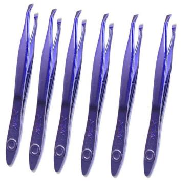 Imagem de Pinça De Sobrancelha Profissional Nzx Azul Atacado 6 Uni