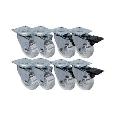 Imagem de Kit 8 un roda rodízio giratório freio gel 3 pol 75mm móveis - AJAX