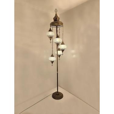 Imagem de Angora Luminária De Pé Turca Asli Com 5 Globos, Chão Marroquina Para Sala Estar, Interior, Quarto E Escritório, 183 Cm Altura
