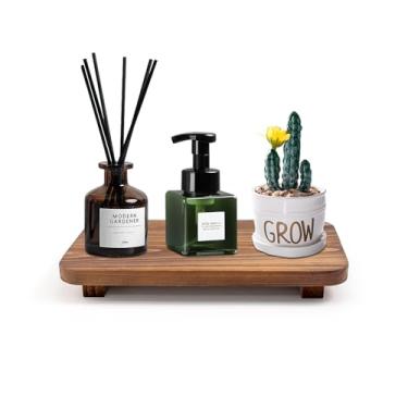 Imagem de OKSQW Bandeja De Madeira Rústica Com Decoração Fazenda, Suporte Para Sabonete, Bandejas Velas, Garrafas, Plantas, Maquiagem, Lenços Papel, Toalhas, Porta-Joias (Marrom)