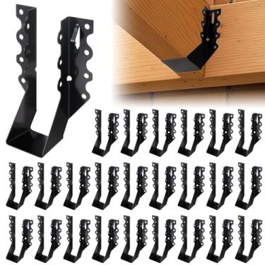 Imagem de Mixiflor 25 cabides de viga, 2 x 6 para madeira, revestimento em pó preto calibre 20, suporte de viga para furacão para deck, piso, teto, telhados