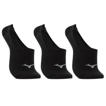 Imagem de Meia Cano Invisível Mizuno Basic Tam. 33-38 Pacote Com 3 Pares, Preto,