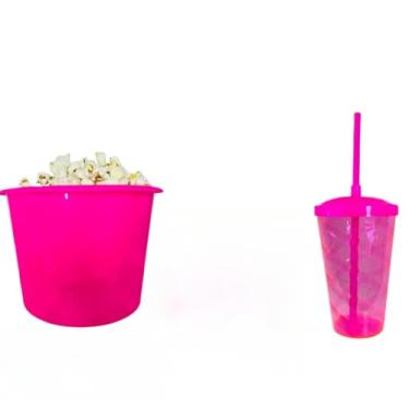 Imagem de Kit Cinema 50 balde 1,5L Pipoca + 50 copos Twister Colorido 400ml (PINK)