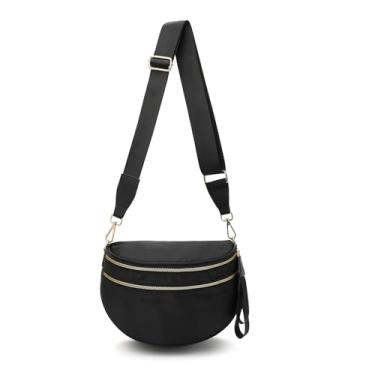 Imagem de Bolsa tiracolo quadriculada - Bolsa feminina quadriculada espaçosa bolsa quadriculada pochete com alça ajustável, Preto