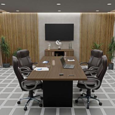 Imagem de Conjunto de Escritório Mesa Reunião e Armário Baixo Credenza Netmobil,