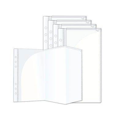 Imagem de NatSumeBacis 5 bolsos para fichário A5 envelopes de orçamento sem zipless Frost PP Planejador mangas de inserção 20,3 cm x 29,2 cm A4 protetores de folhas para 6 anéis acessórios de pasta fotos