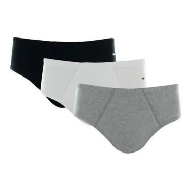 Imagem de Cueca Slip Mash Ref. 010.20 - Kit Com 3, Branco/Cinza Mescla/Preto, M