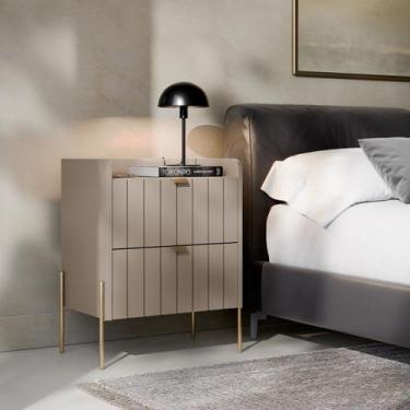 Imagem de Mesa De Cabeceira Para Cama De Casal Em Mdf Laca Estilo Industrial Pé 